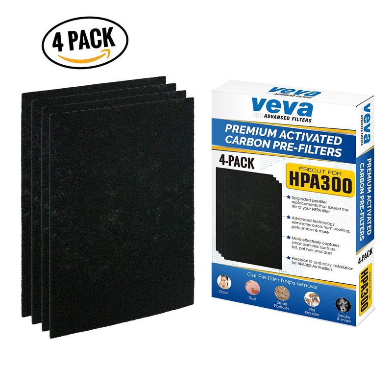 VEVA Precut for HPA300 Premium Carbon Activated Pre Filters 4 Pack Compatible with HW Air Purifier. Precision Fit for Easy Installation by Veva Advanced Filters - Image 5